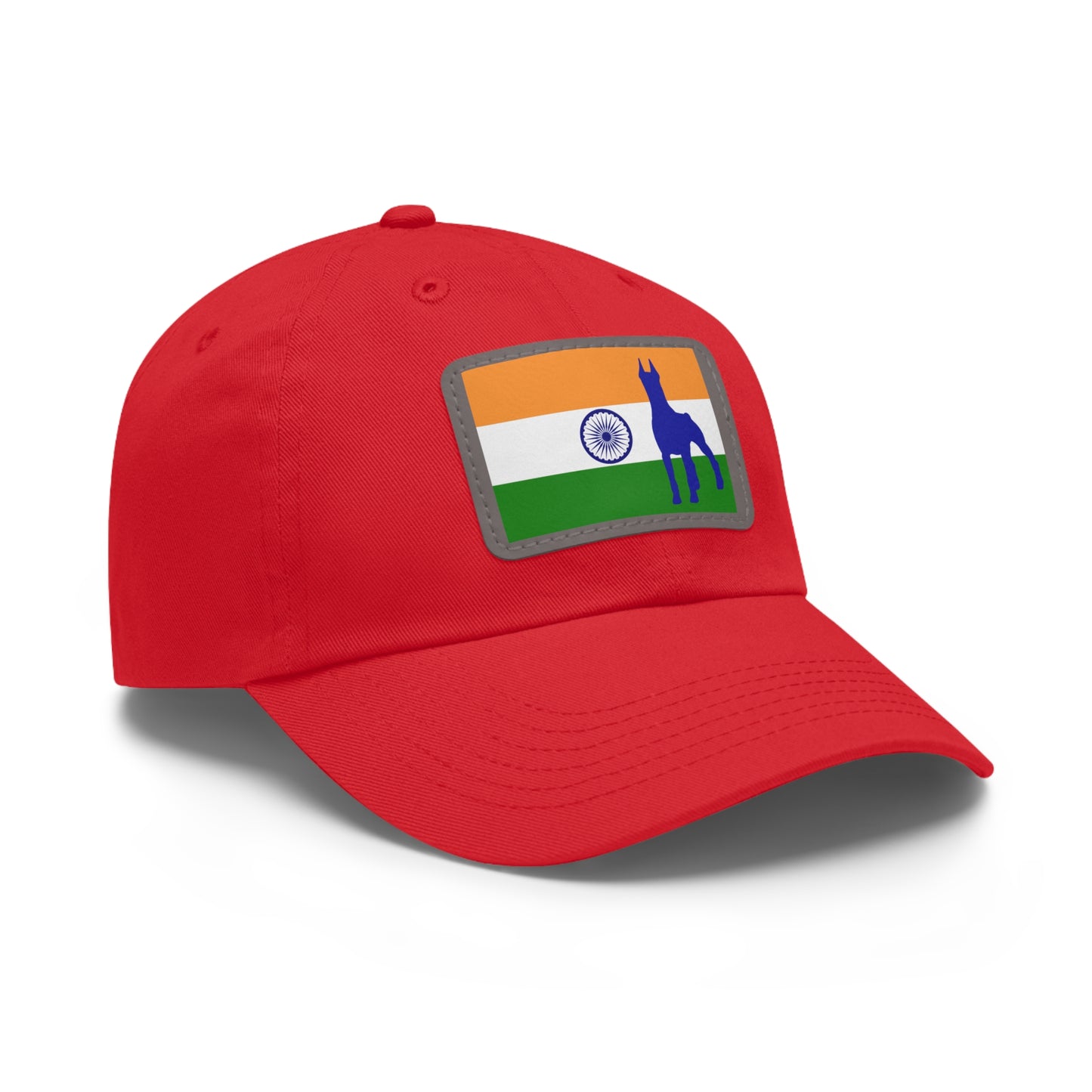 Doberman India Protect 1 Dad Hat with Leather Patch (Rectangle)