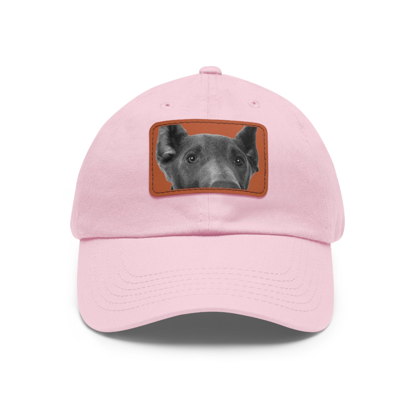 Doberman 1 Blue Dad Hat with Leather Patch (Rectangle)