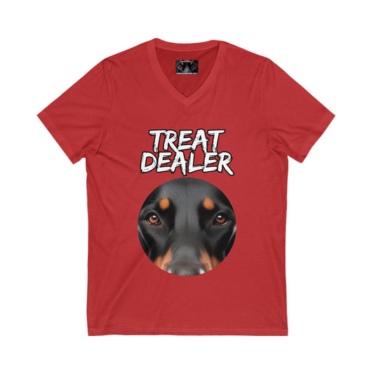 Treat Dealer  Private Label Unisex Jersey Short Sleeve V-Neck Tee