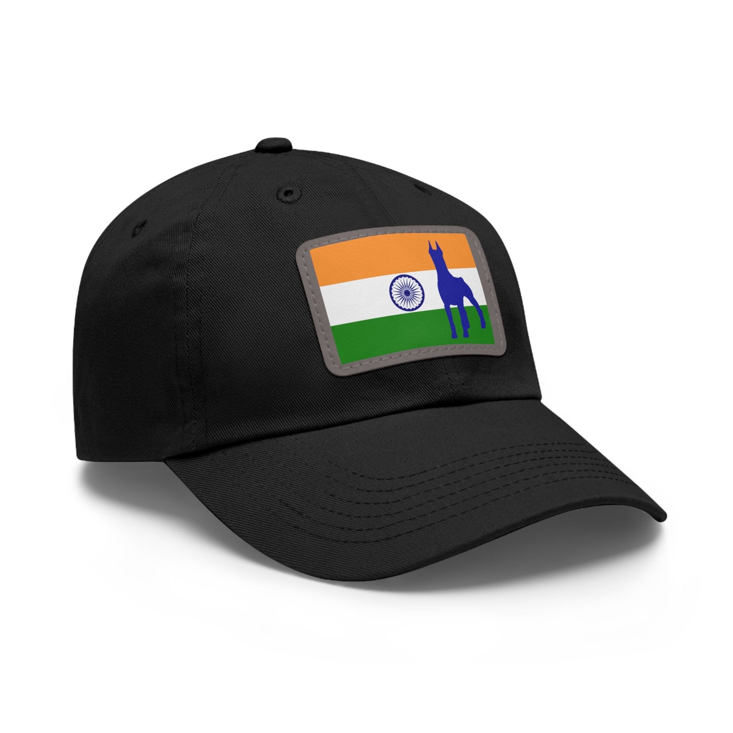 Doberman India Protect 1 Dad Hat with Leather Patch (Rectangle)