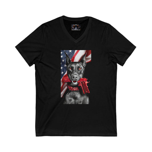RWB 2 Private Label Unisex Jersey Short Sleeve V-Neck Tee
