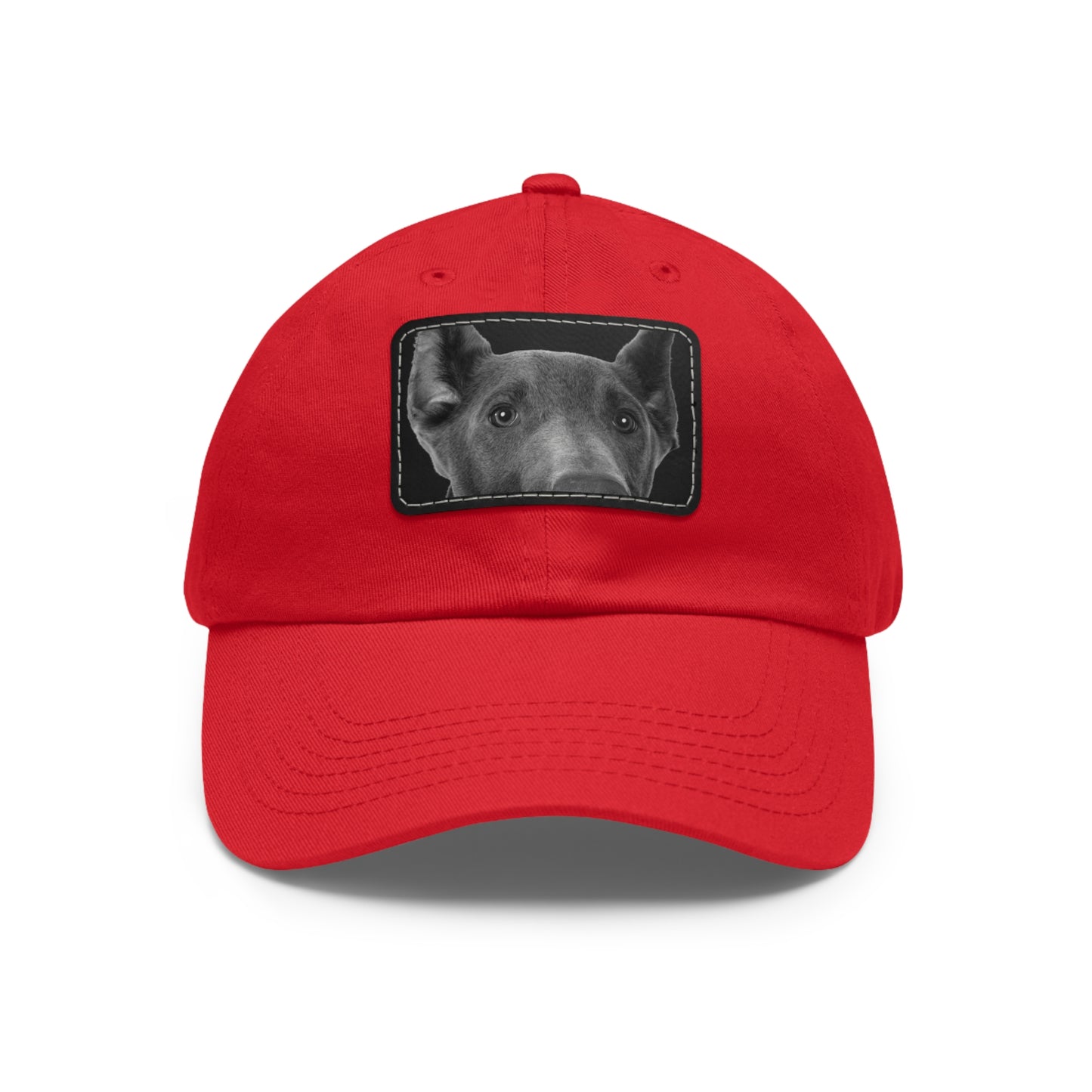 Doberman 1 Blue Dad Hat with Leather Patch (Rectangle)