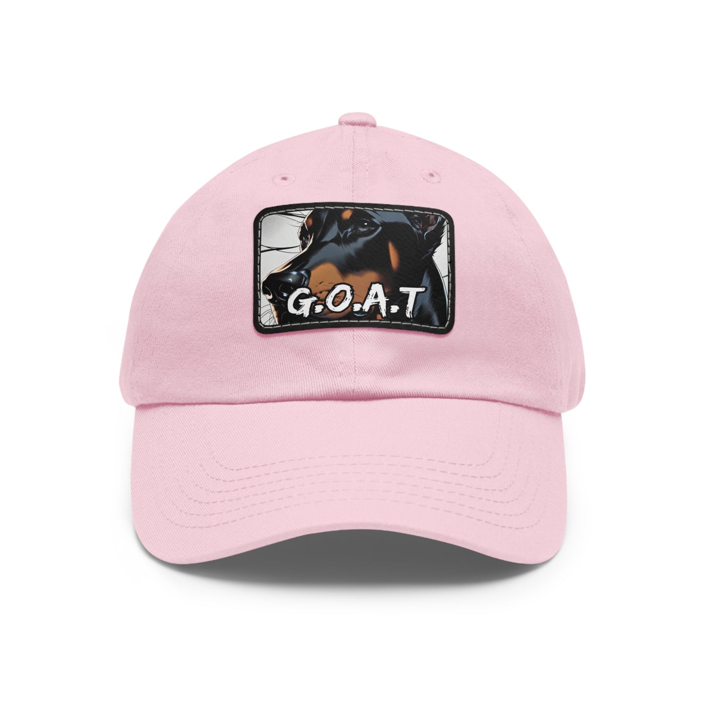 Doberman GOAT 1 Dad Hat with Leather Patch (Rectangle)