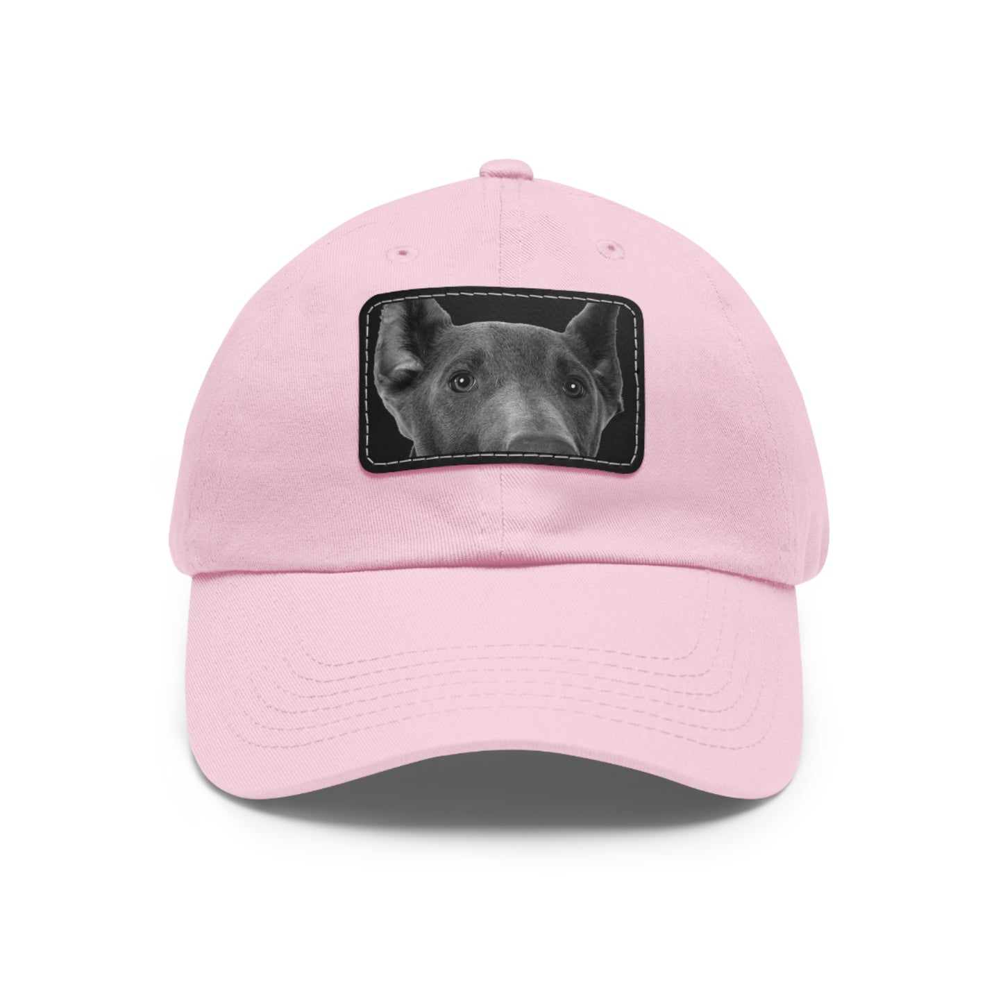 Doberman 1 Blue Dad Hat with Leather Patch (Rectangle)