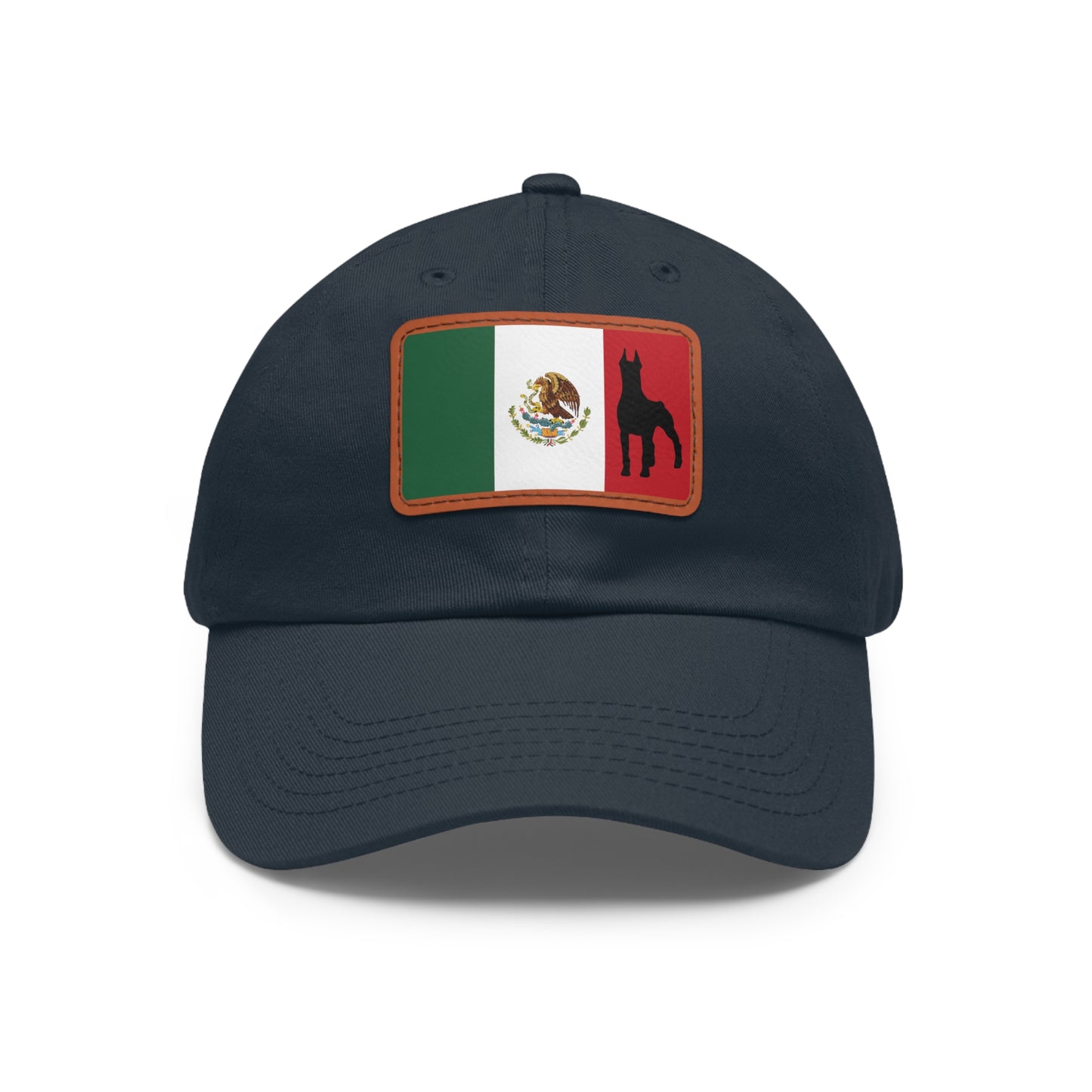 Doberman Mexico Protect 1 Dad Hat with Leather Patch (Rectangle)