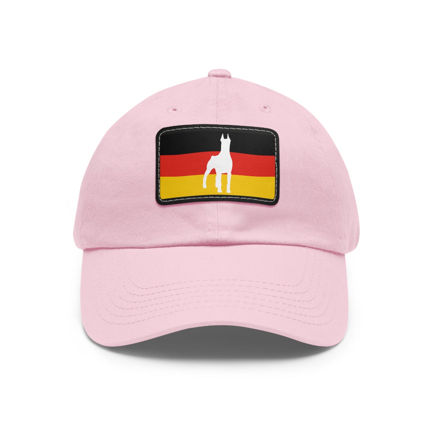 Doberman Germany Protect 1 Dad Hat with Leather Patch (Rectangle)