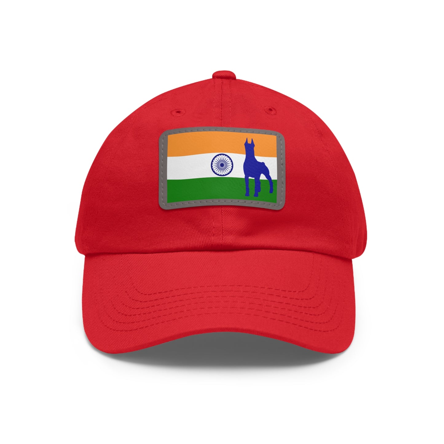 Doberman India Protect 1 Dad Hat with Leather Patch (Rectangle)