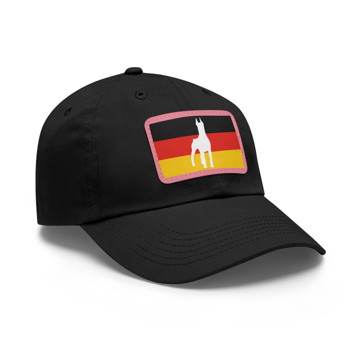 Doberman Germany Protect 1 Dad Hat with Leather Patch (Rectangle)