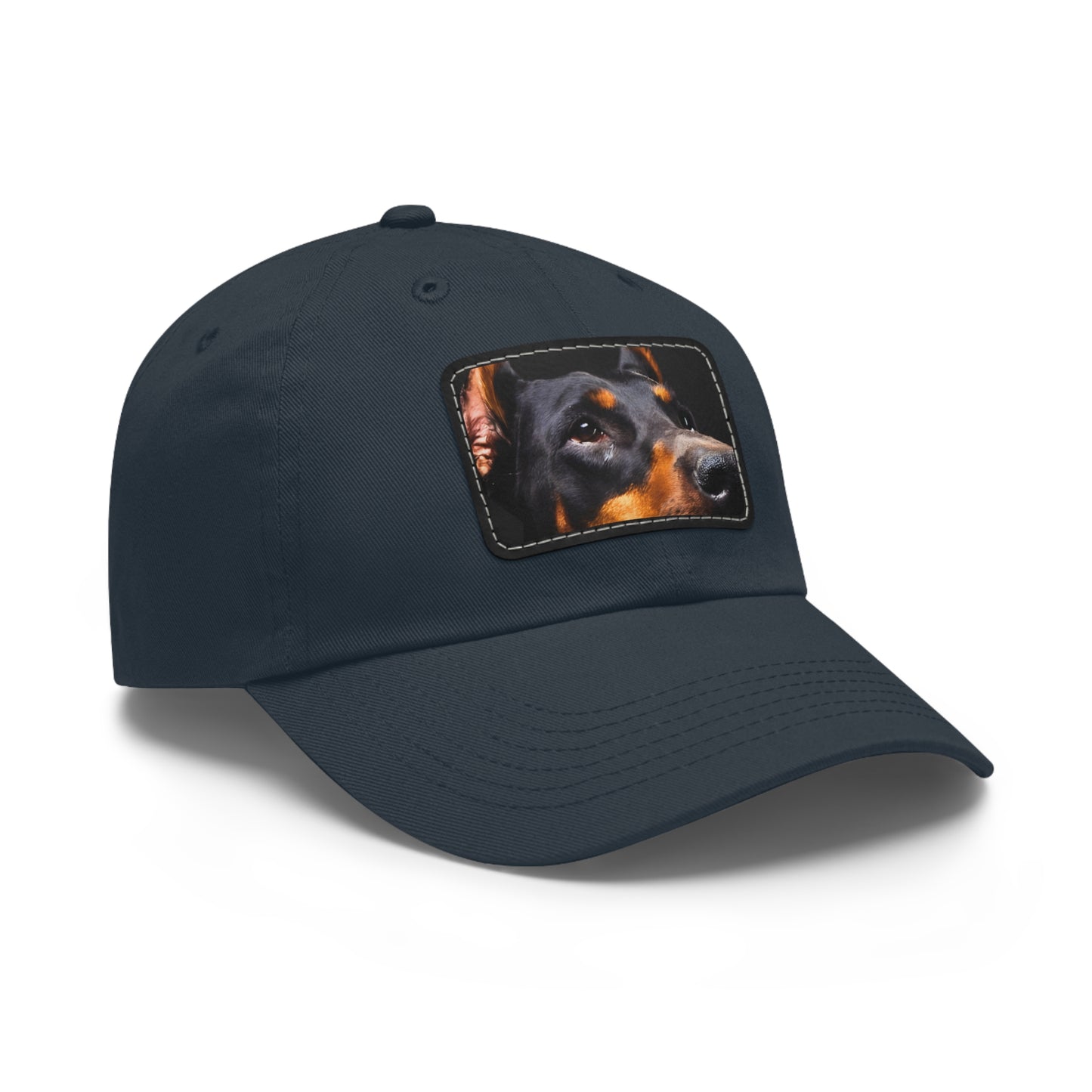 Doberman 3 B Dad Hat with Leather Patch (Rectangle)