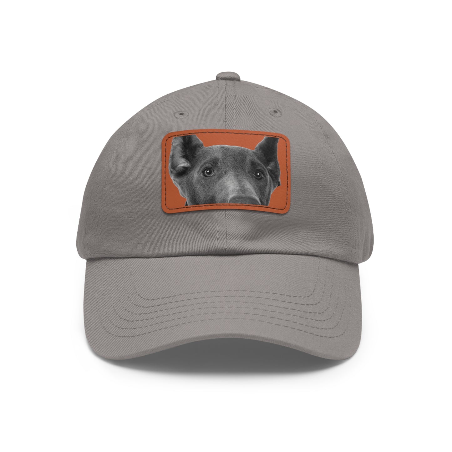 Doberman 1 Blue Dad Hat with Leather Patch (Rectangle)