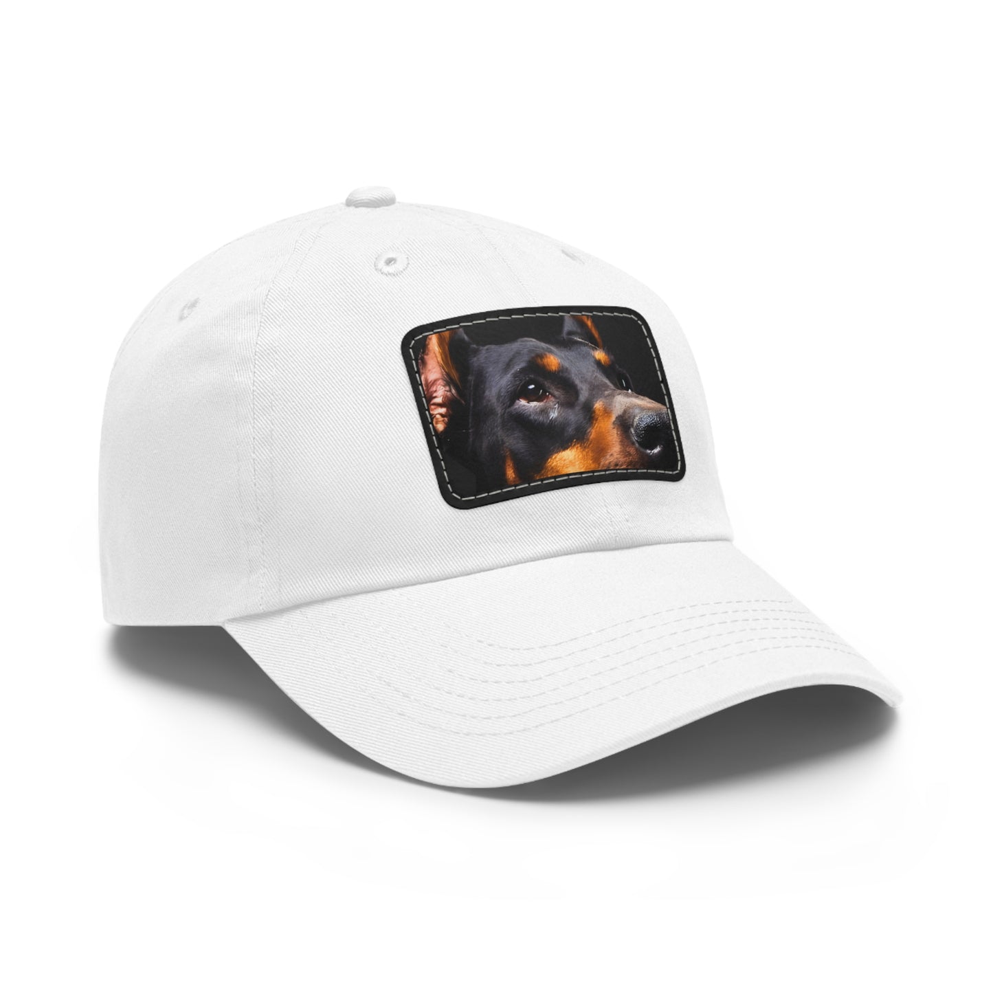 Doberman 3 B Dad Hat with Leather Patch (Rectangle)