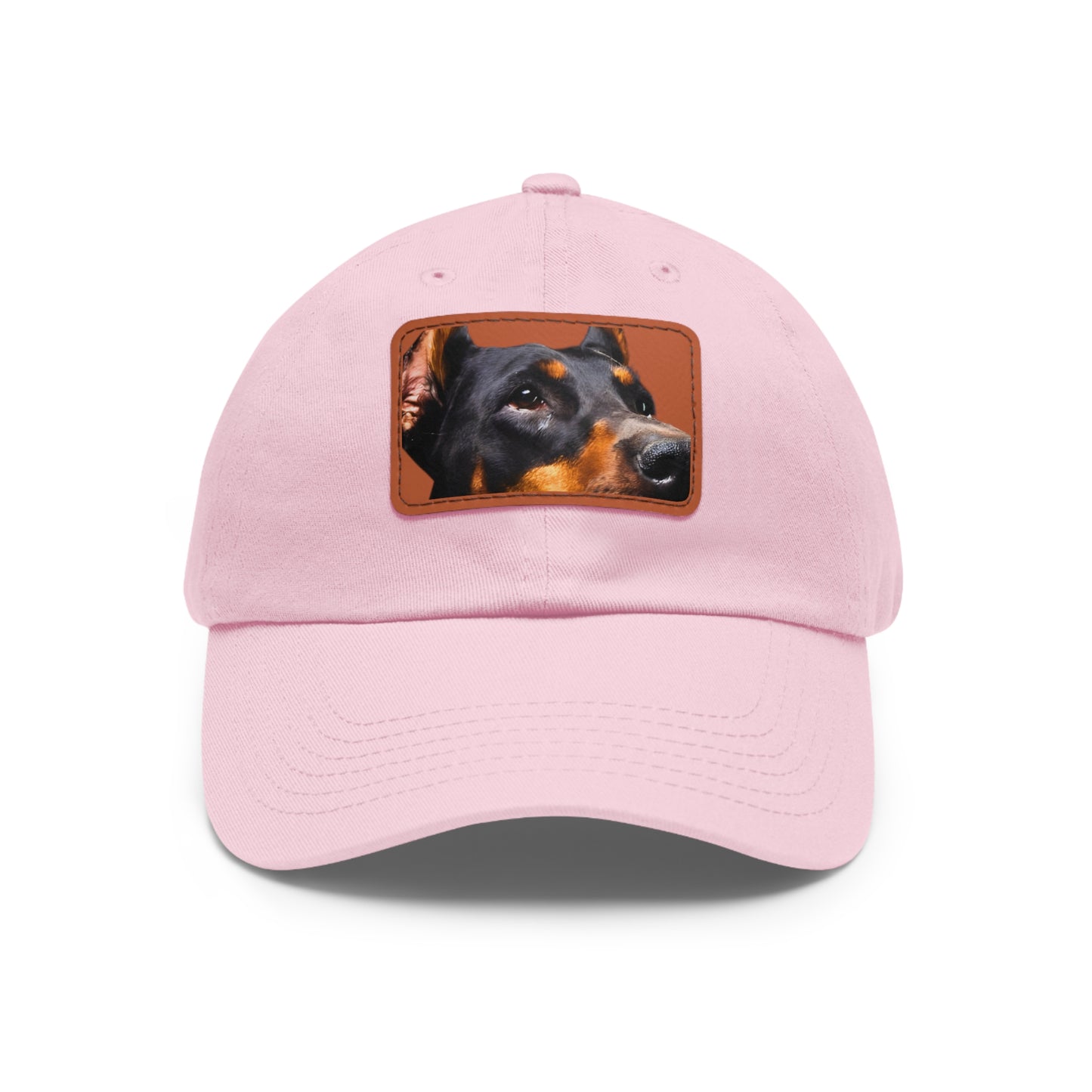 Doberman 3 B Dad Hat with Leather Patch (Rectangle)