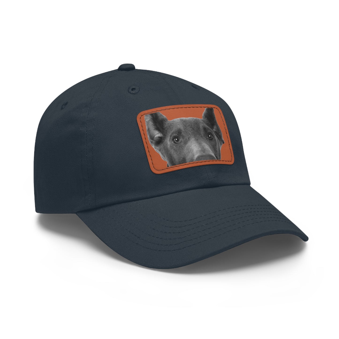 Doberman 1 Blue Dad Hat with Leather Patch (Rectangle)
