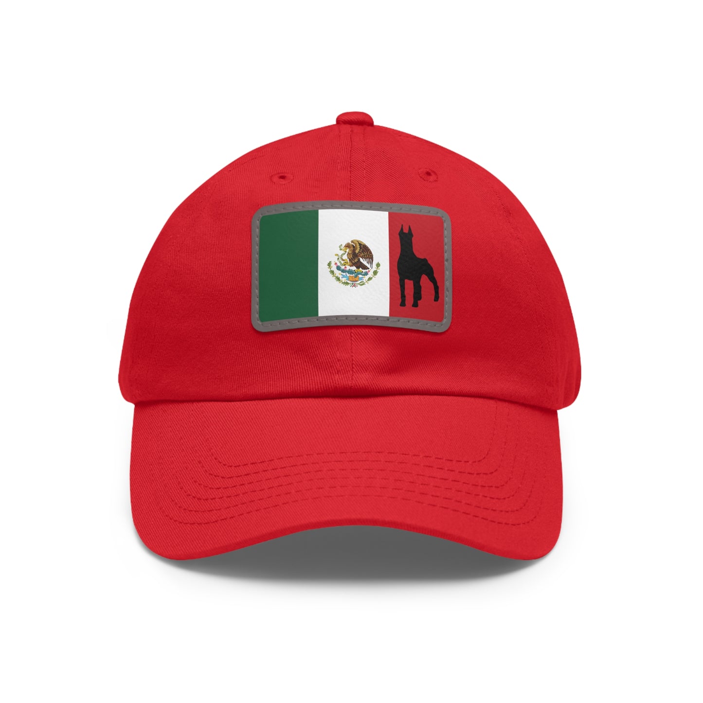 Doberman Mexico Protect 1 Dad Hat with Leather Patch (Rectangle)