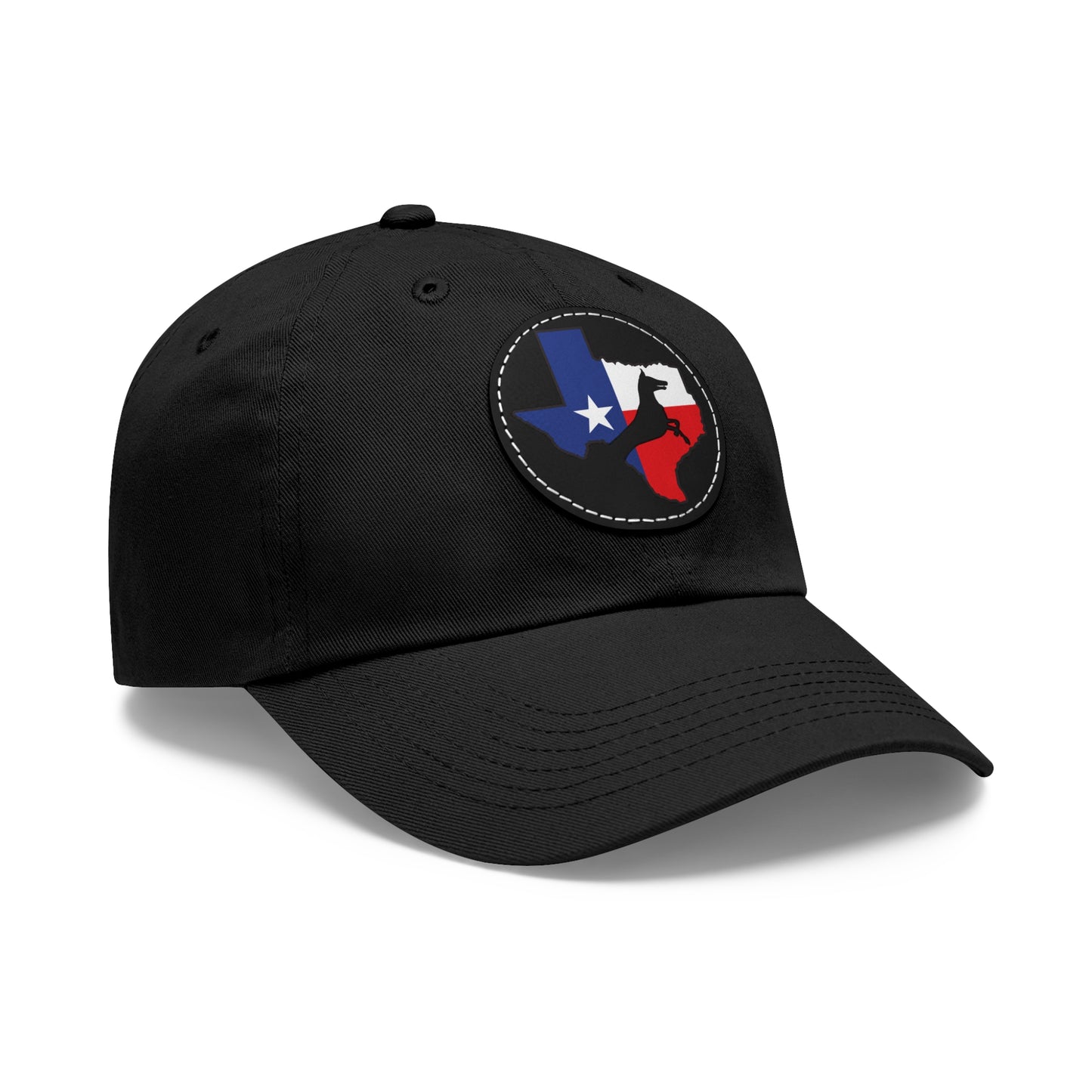 Texas 1 Dad Hat with Leather Patch (Round)