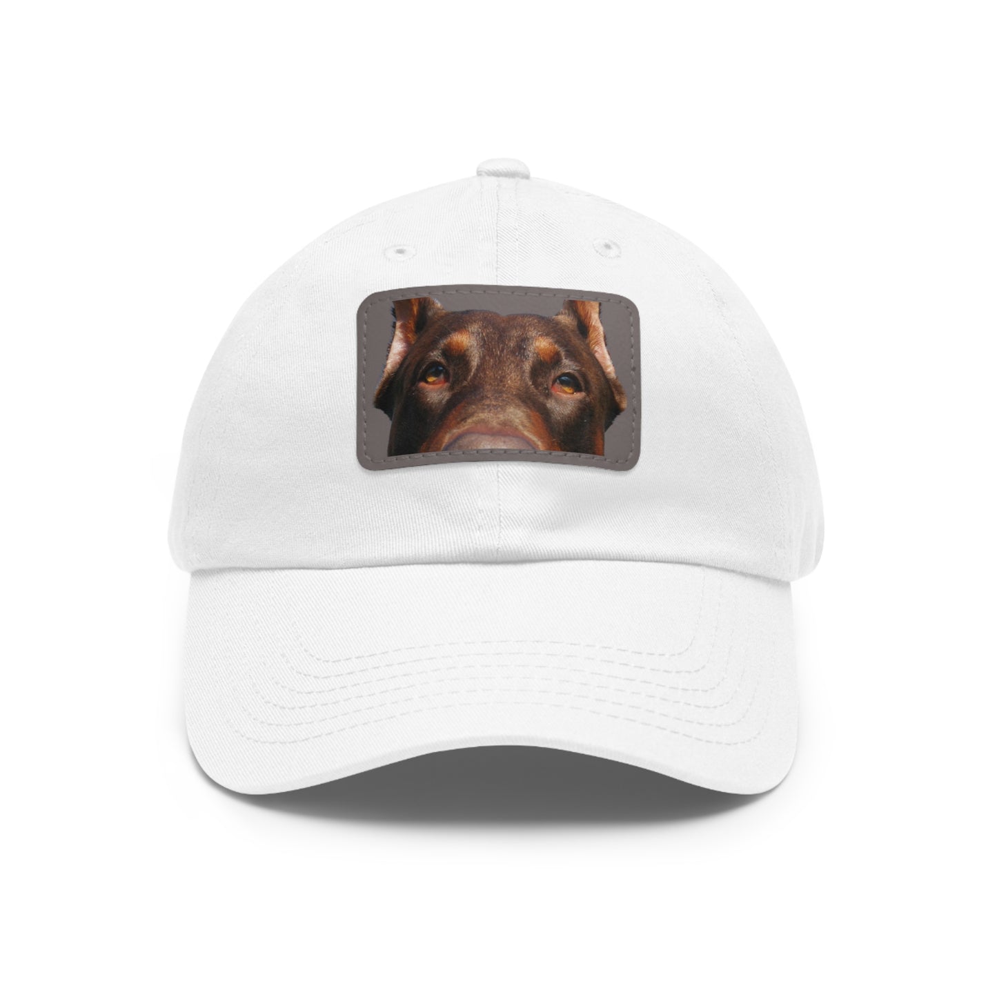 Doberman 1 Rust Dad Hat with Leather Patch (Rectangle)