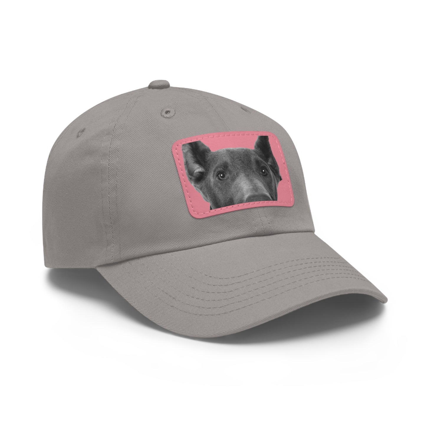 Doberman 1 Blue Dad Hat with Leather Patch (Rectangle)