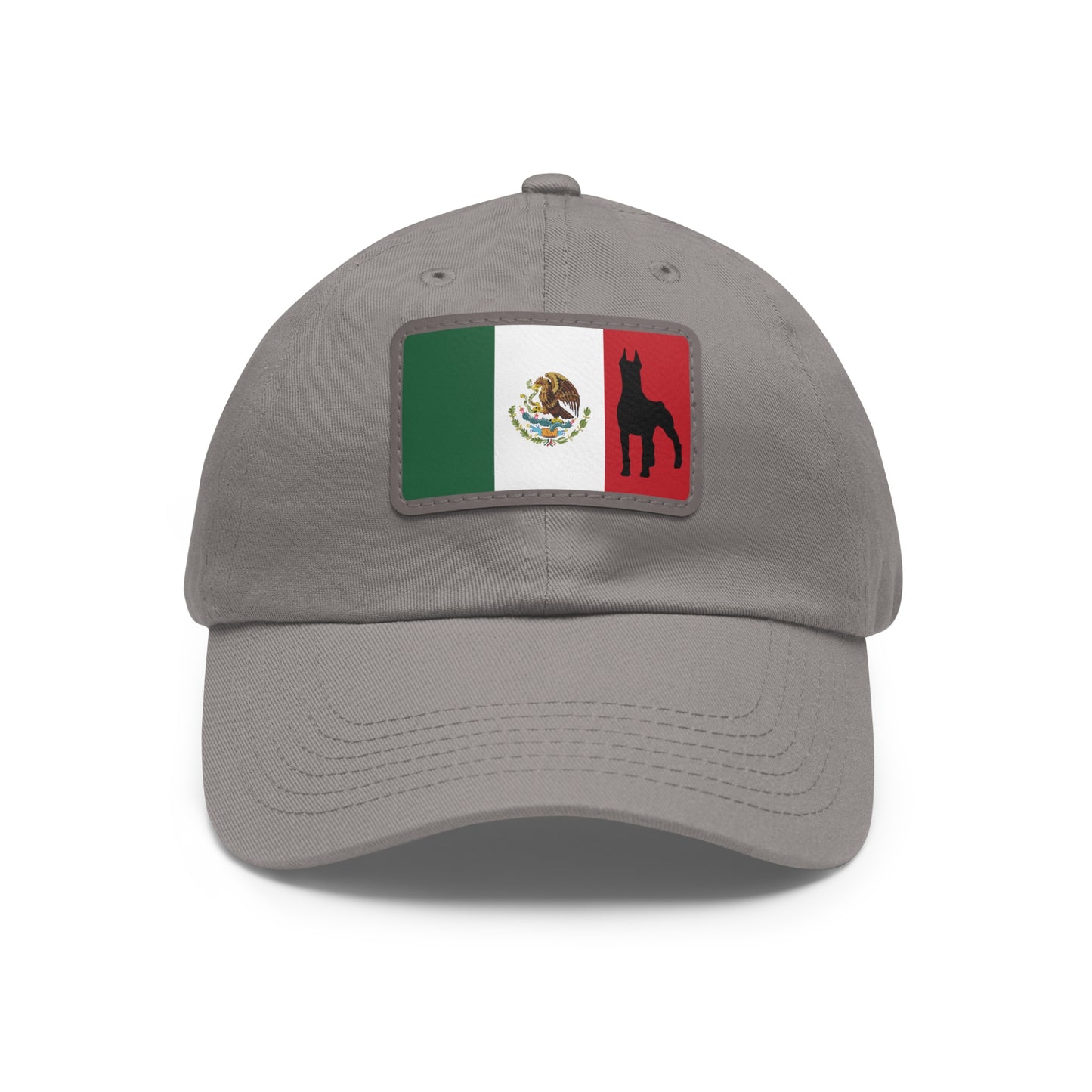 Doberman Mexico Protect 1 Dad Hat with Leather Patch (Rectangle)