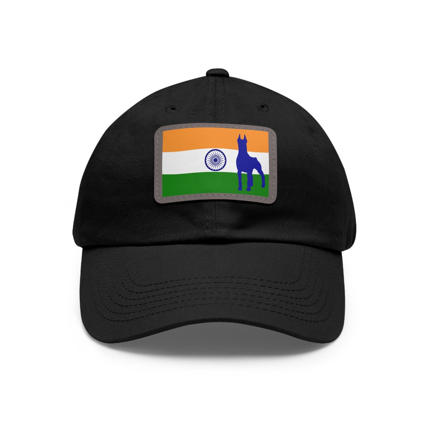 Doberman India Protect 1 Dad Hat with Leather Patch (Rectangle)