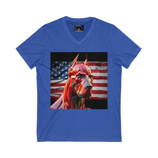 USA 3 Private Label Unisex Jersey Short Sleeve V-Neck Tee