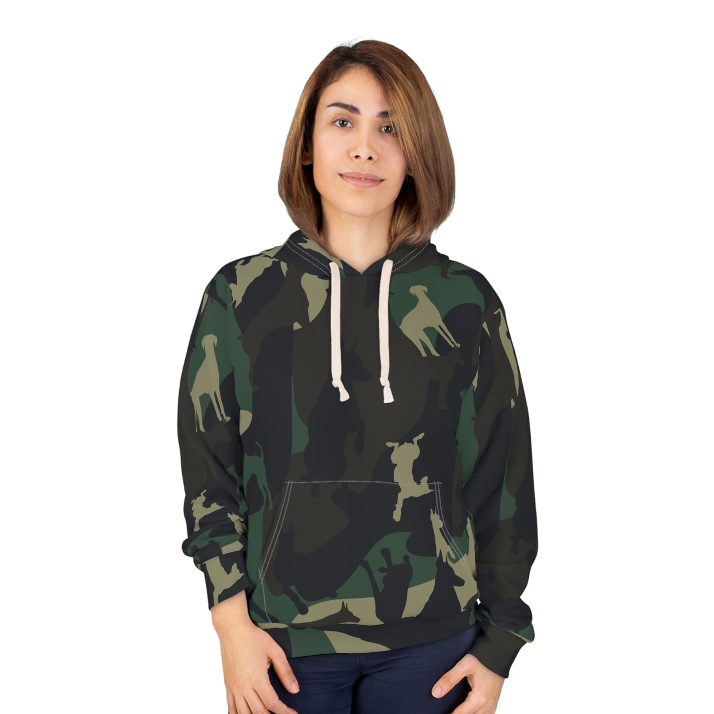 Doberman Camo 11 Unisex Pullover Hoodie (AOP)