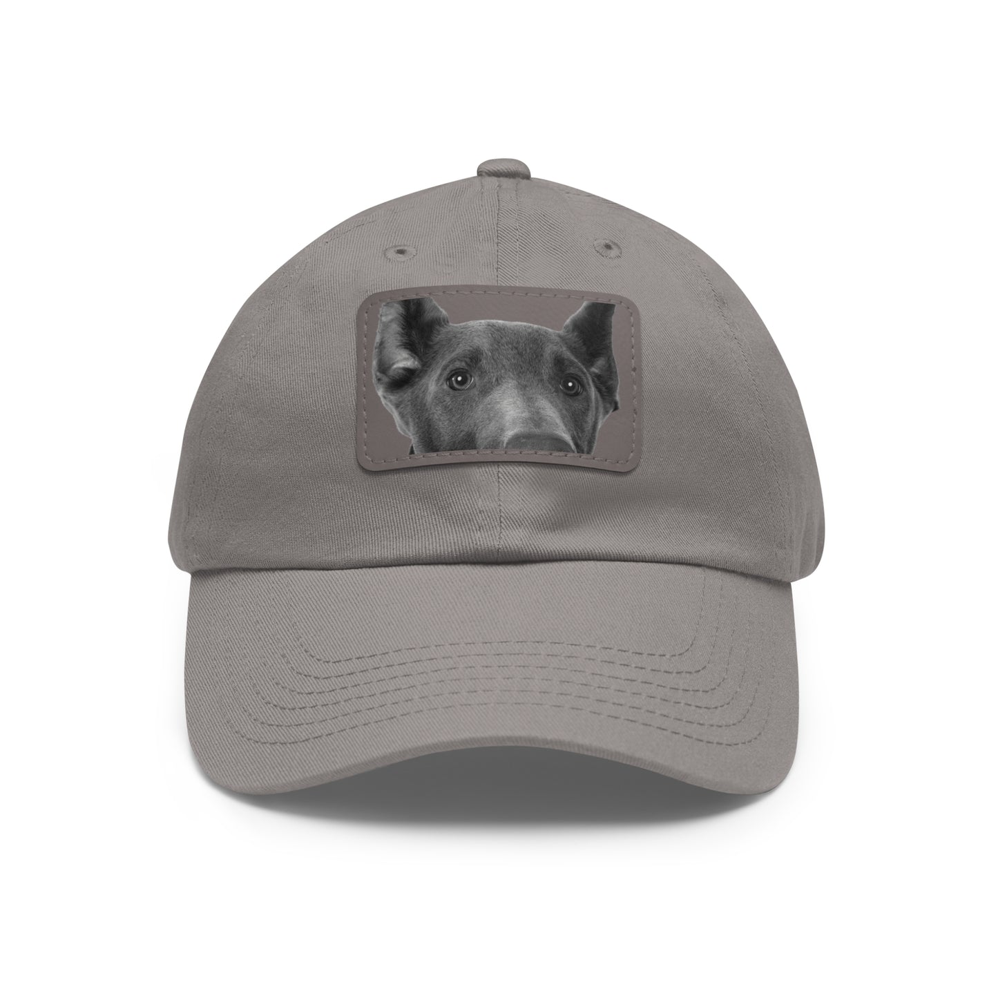 Doberman 1 Blue Dad Hat with Leather Patch (Rectangle)