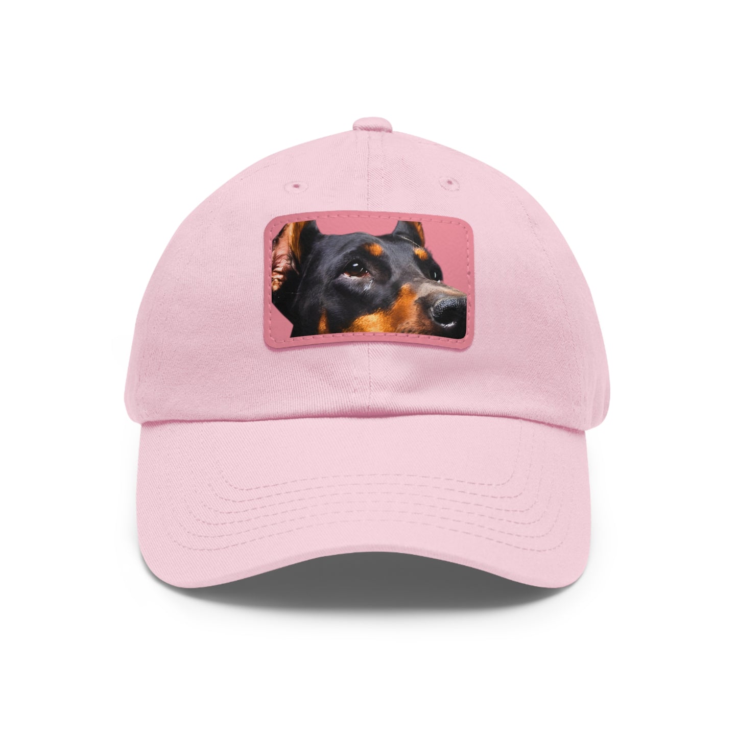 Doberman 3 B Dad Hat with Leather Patch (Rectangle)