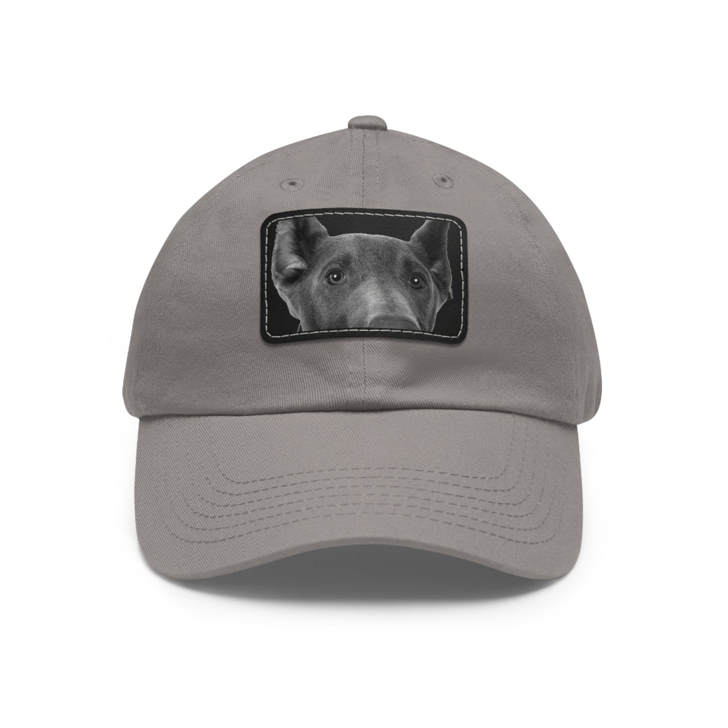 Doberman 1 Blue Dad Hat with Leather Patch (Rectangle)