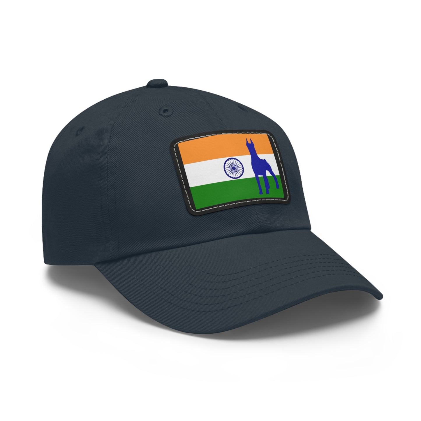 Doberman India Protect 1 Dad Hat with Leather Patch (Rectangle)