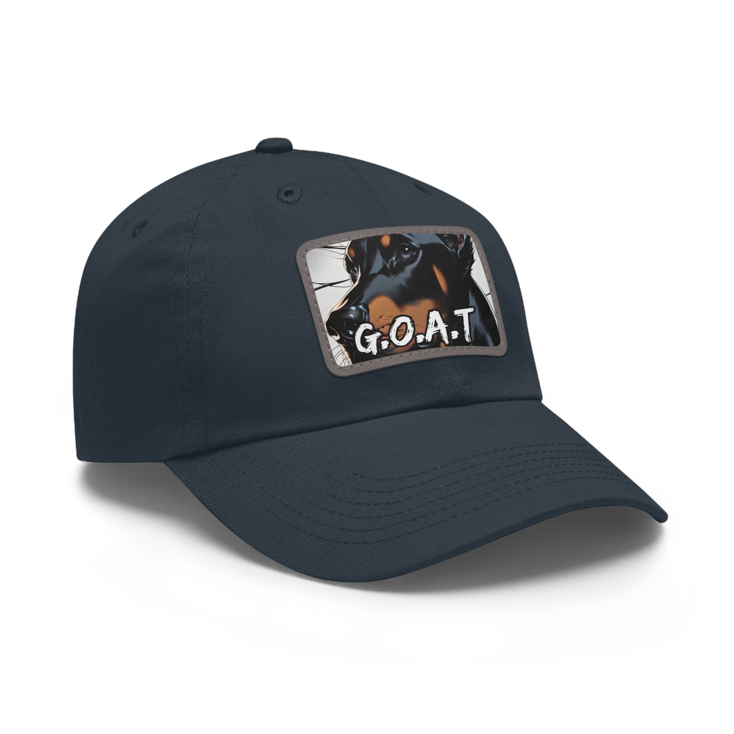 Doberman GOAT 1 Dad Hat with Leather Patch (Rectangle)