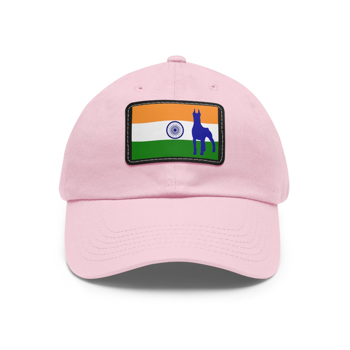 Doberman India Protect 1 Dad Hat with Leather Patch (Rectangle)