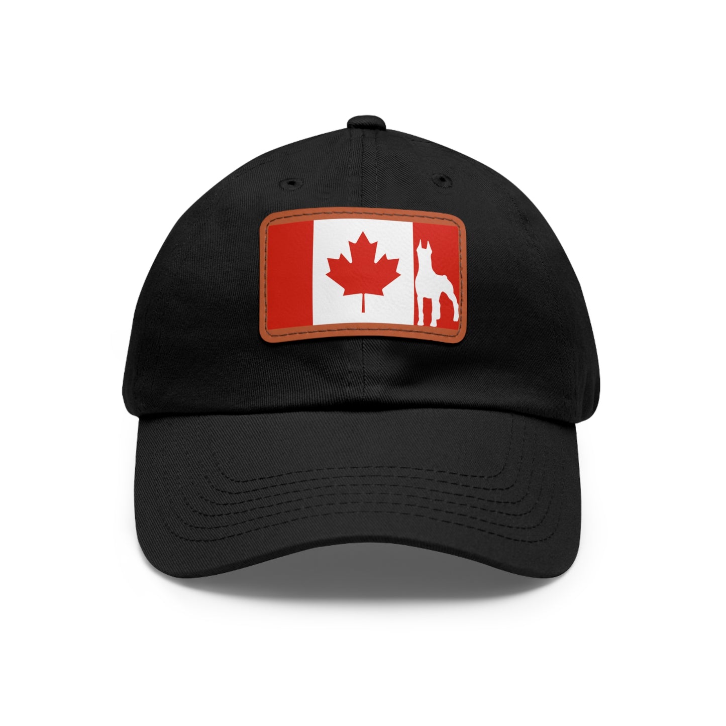 Doberman Protect Canada 2 Dad Hat with Leather Patch (Rectangle)