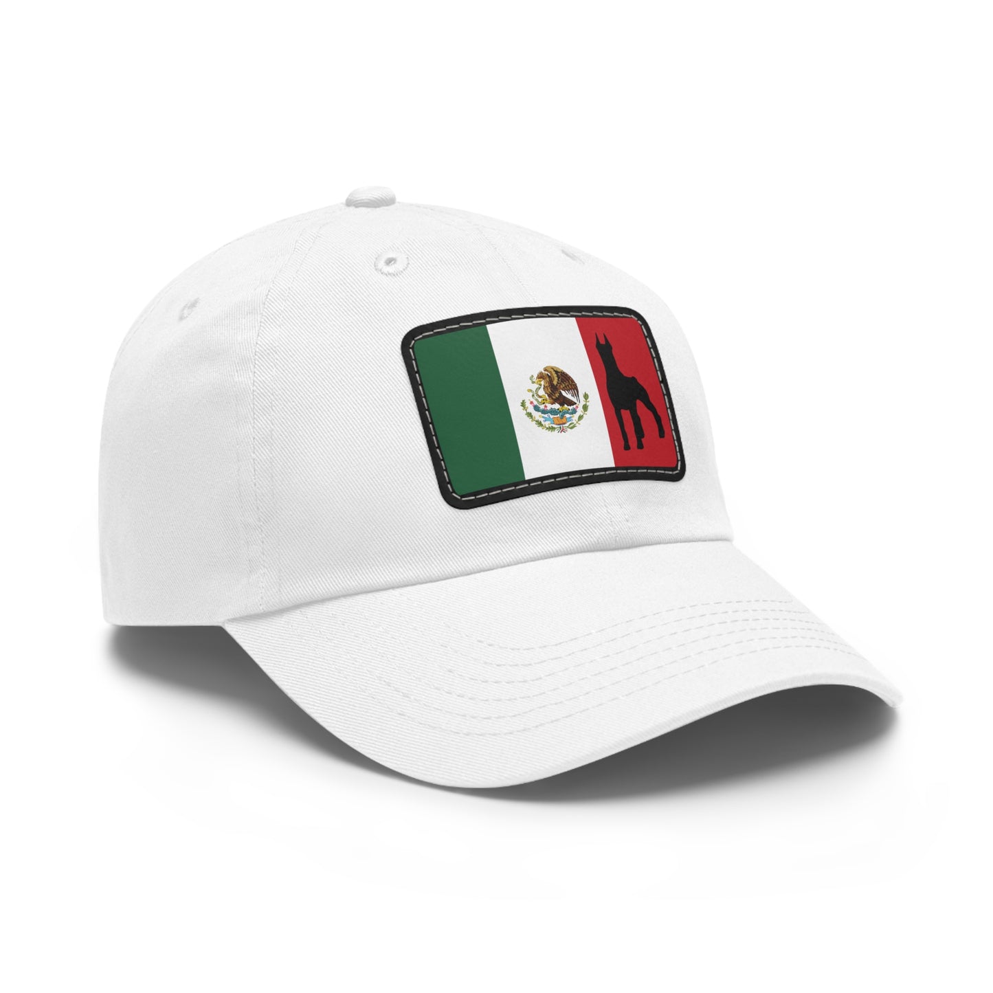 Doberman Mexico Protect 1 Dad Hat with Leather Patch (Rectangle)