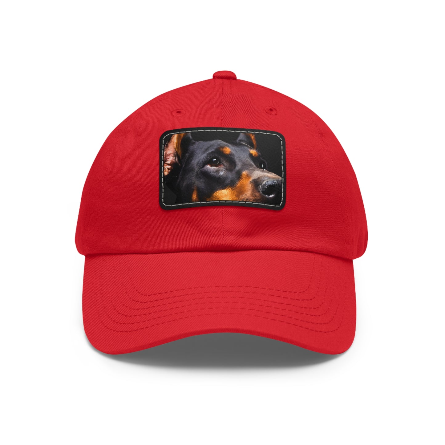 Doberman 3 B Dad Hat with Leather Patch (Rectangle)