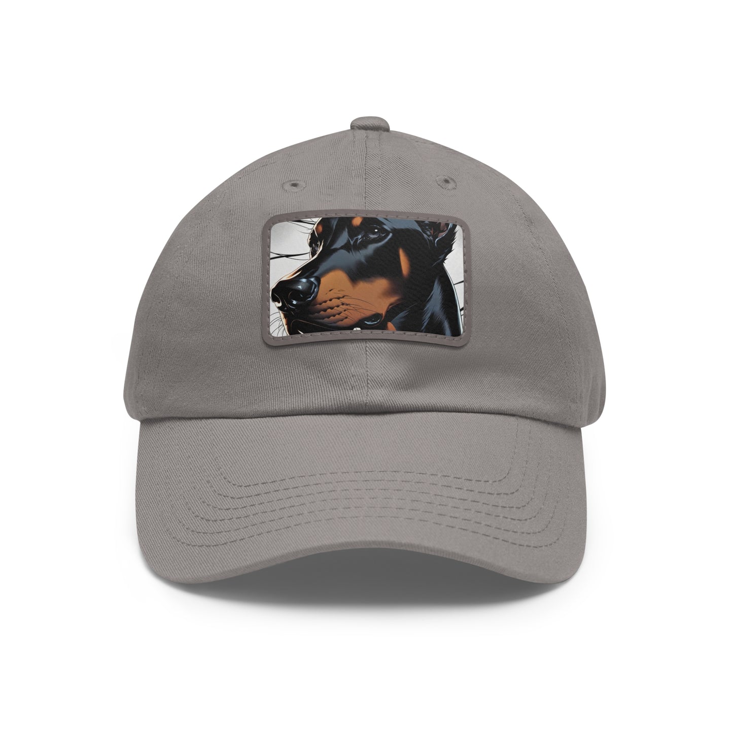Doberman 1 Dad Hat with Leather Patch (Rectangle)