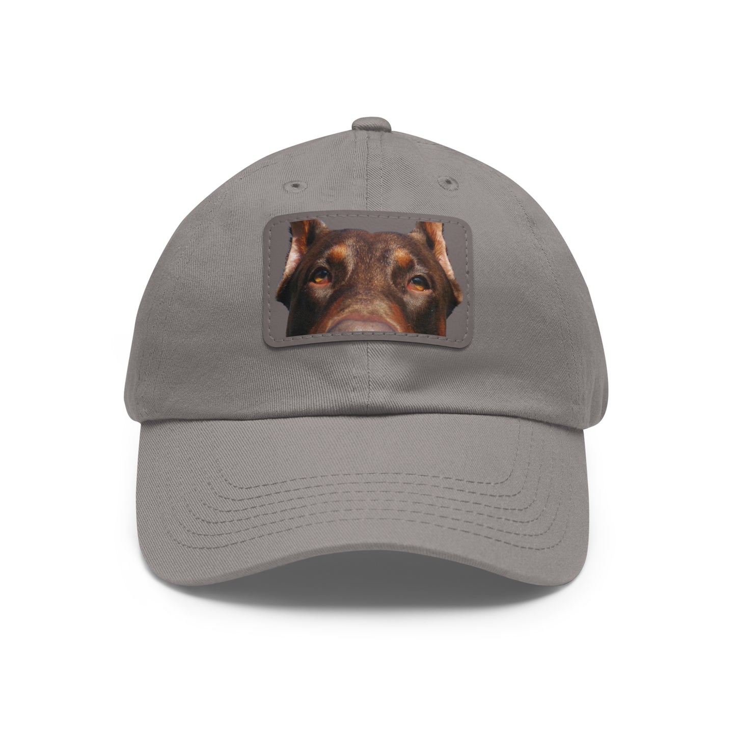 Doberman 1 Rust Dad Hat with Leather Patch (Rectangle)