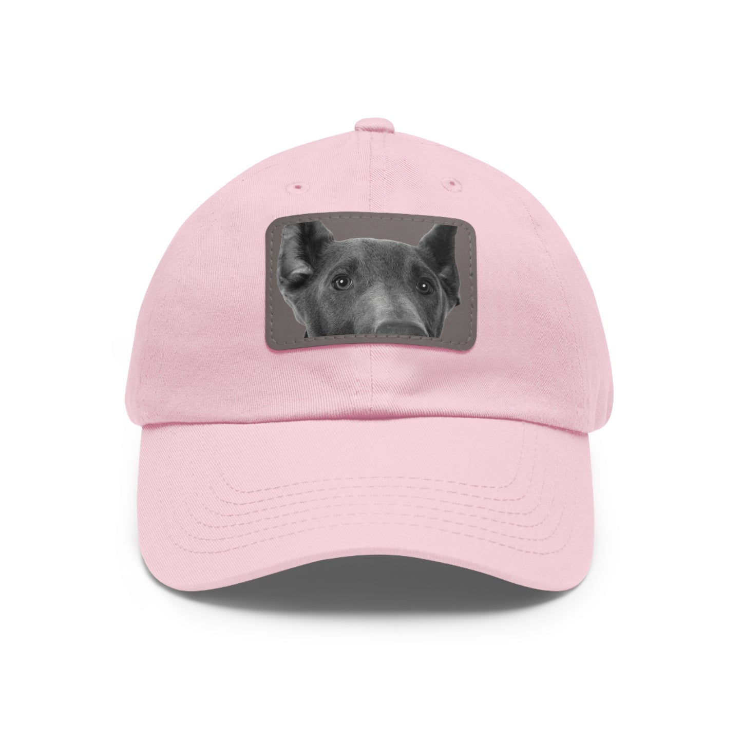 Doberman 1 Blue Dad Hat with Leather Patch (Rectangle)