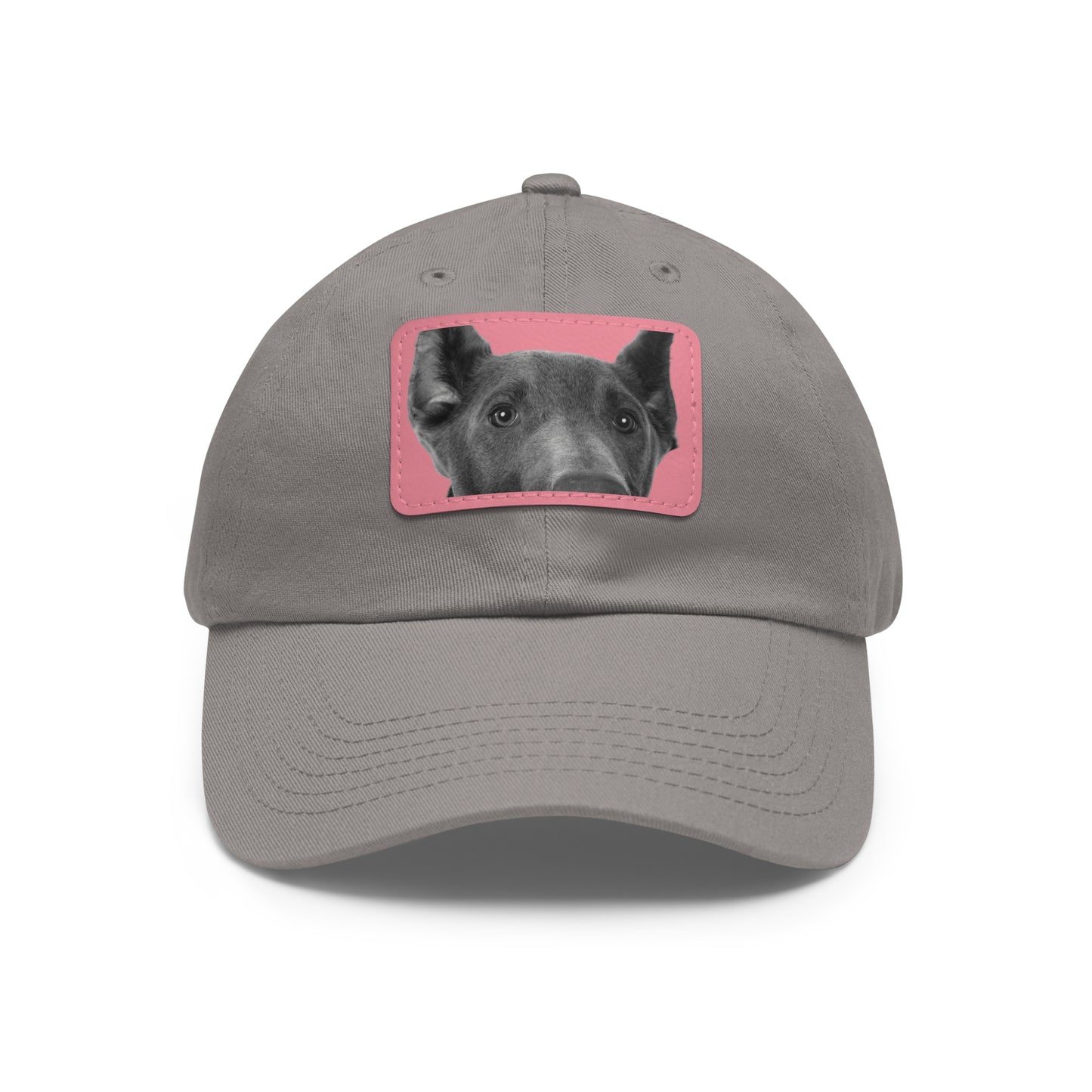 Doberman 1 Blue Dad Hat with Leather Patch (Rectangle)