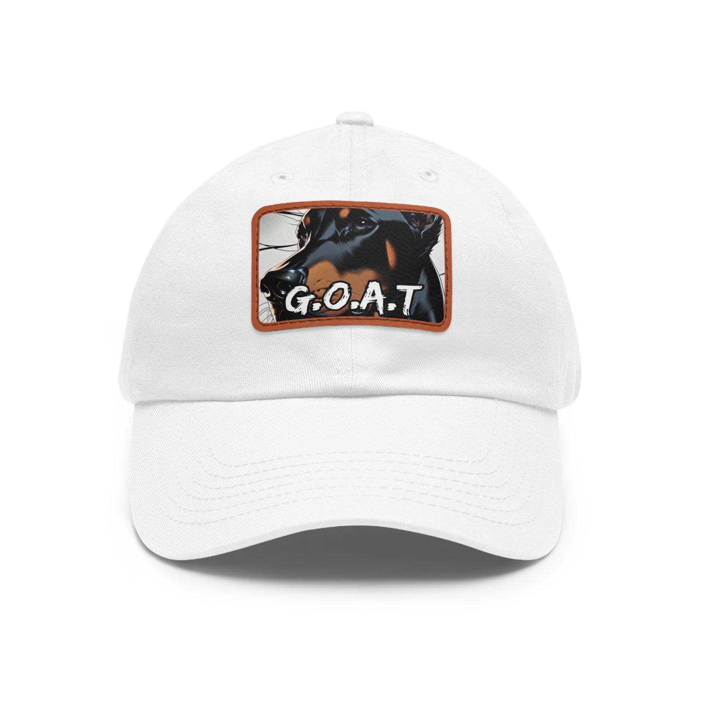 Doberman GOAT 1 Dad Hat with Leather Patch (Rectangle)