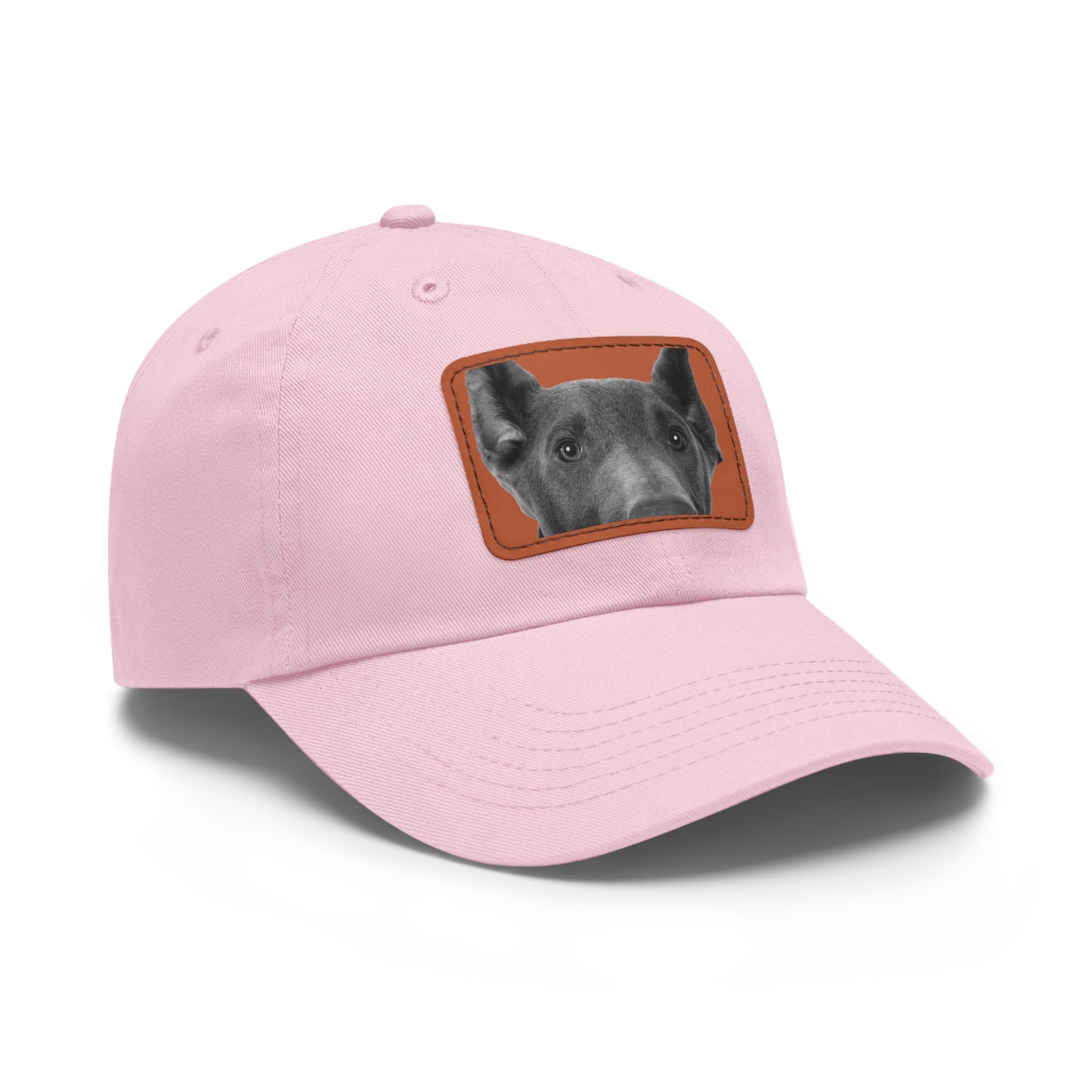 Doberman 1 Blue Dad Hat with Leather Patch (Rectangle)