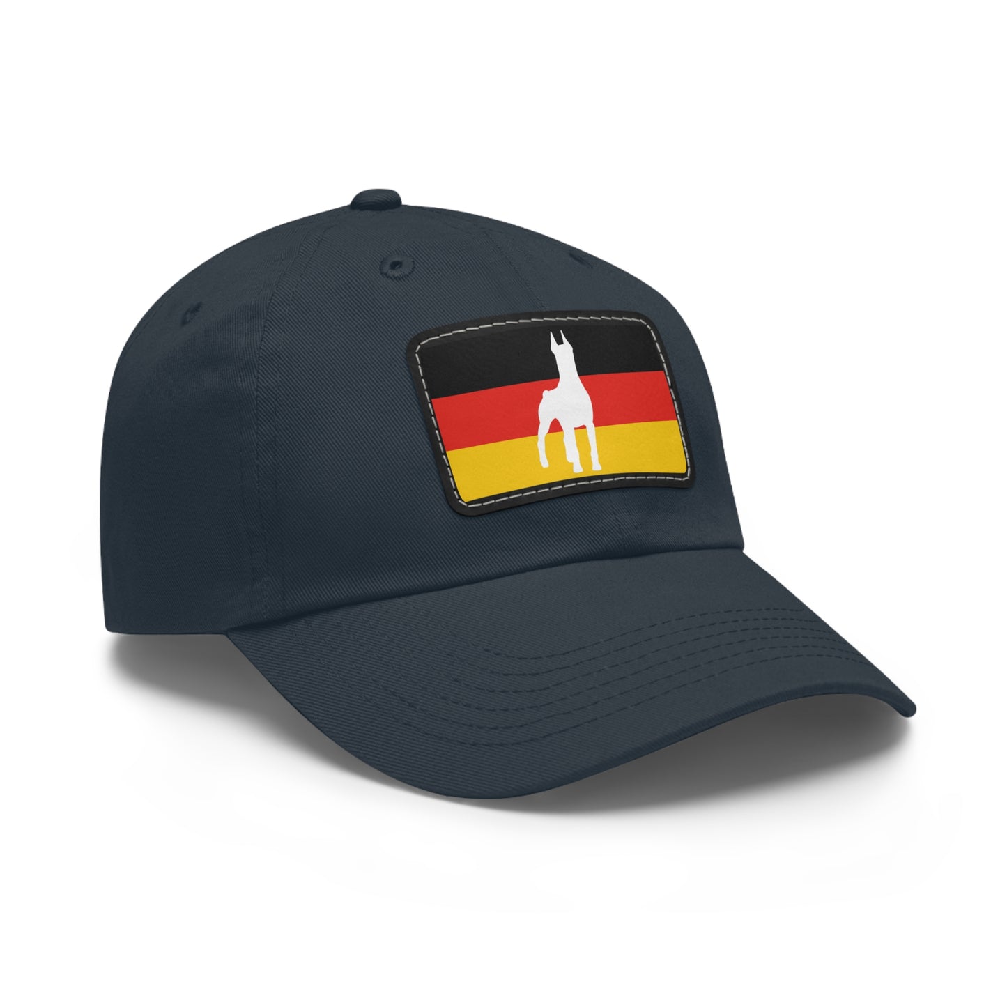 Doberman Germany Protect 1 Dad Hat with Leather Patch (Rectangle)