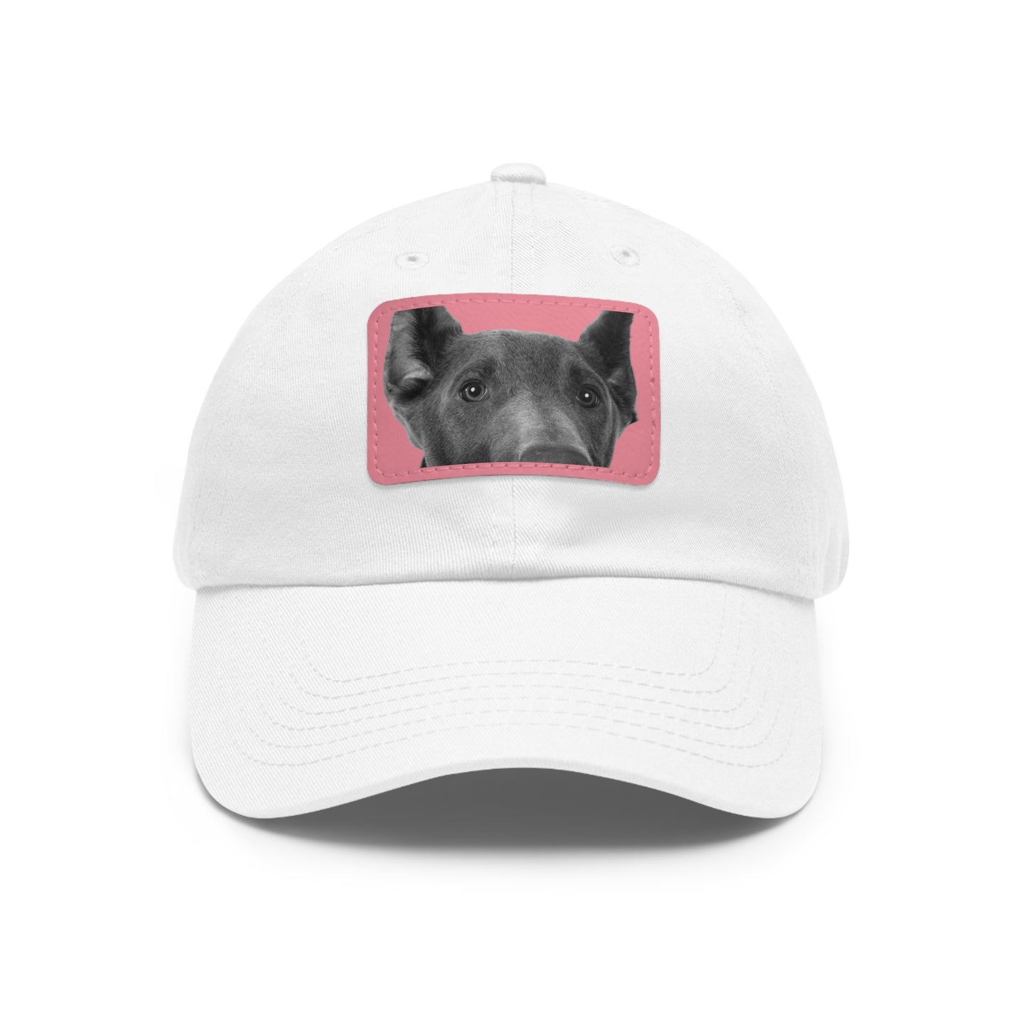 Doberman 1 Blue Dad Hat with Leather Patch (Rectangle)