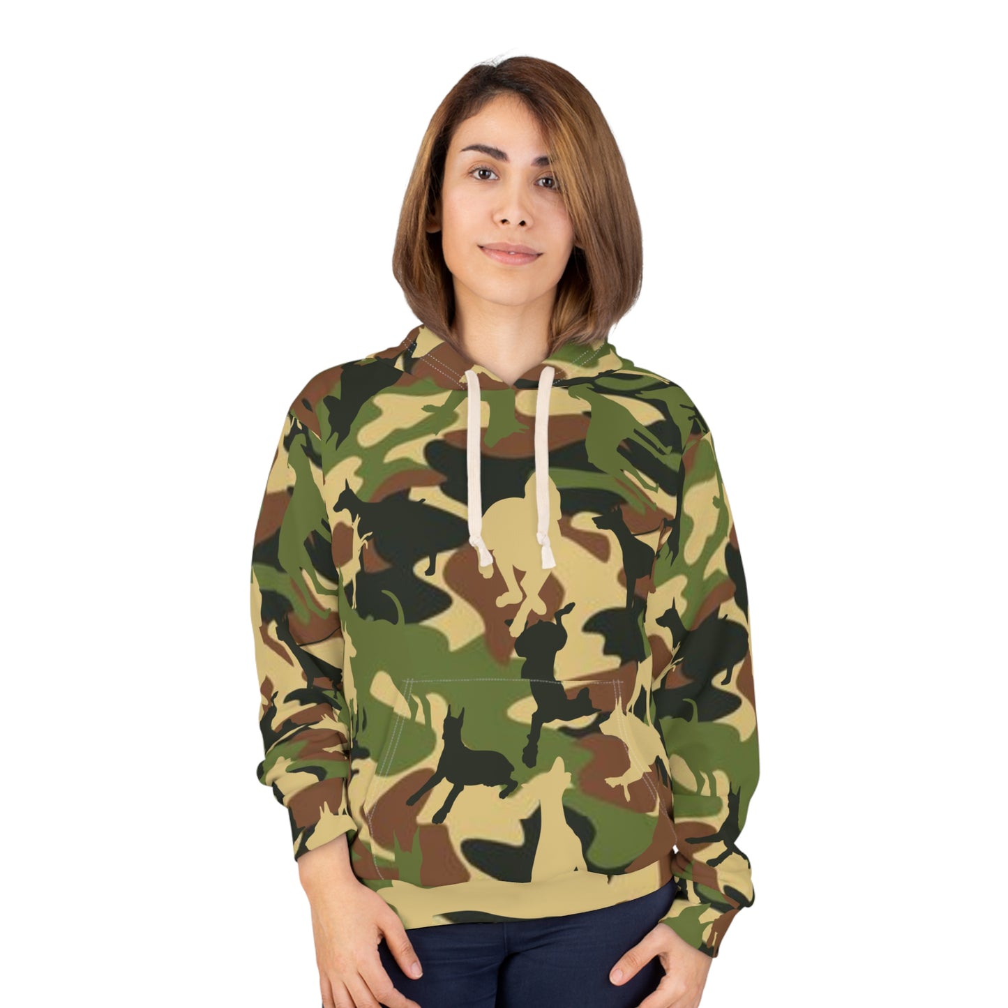 Doberman Camo 3 Unisex Pullover Hoodie (AOP)