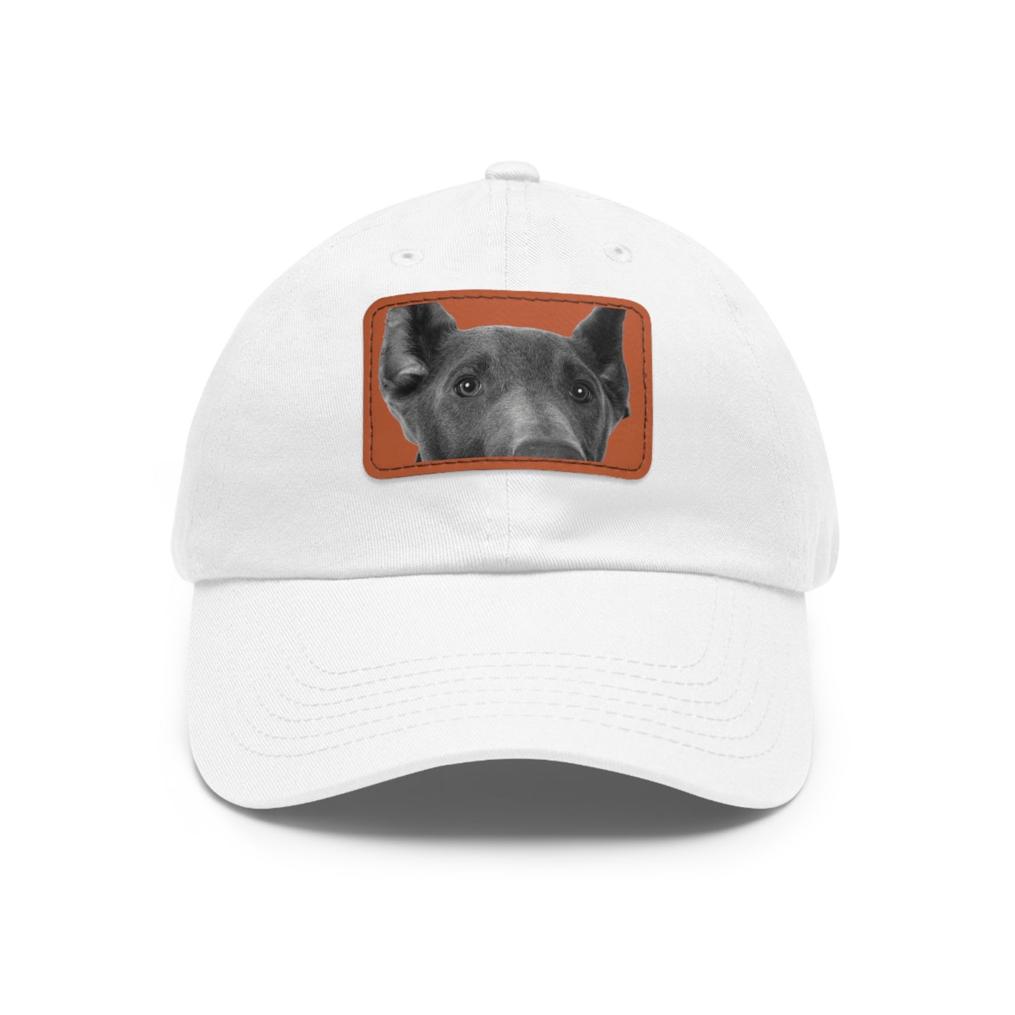 Doberman 1 Blue Dad Hat with Leather Patch (Rectangle)