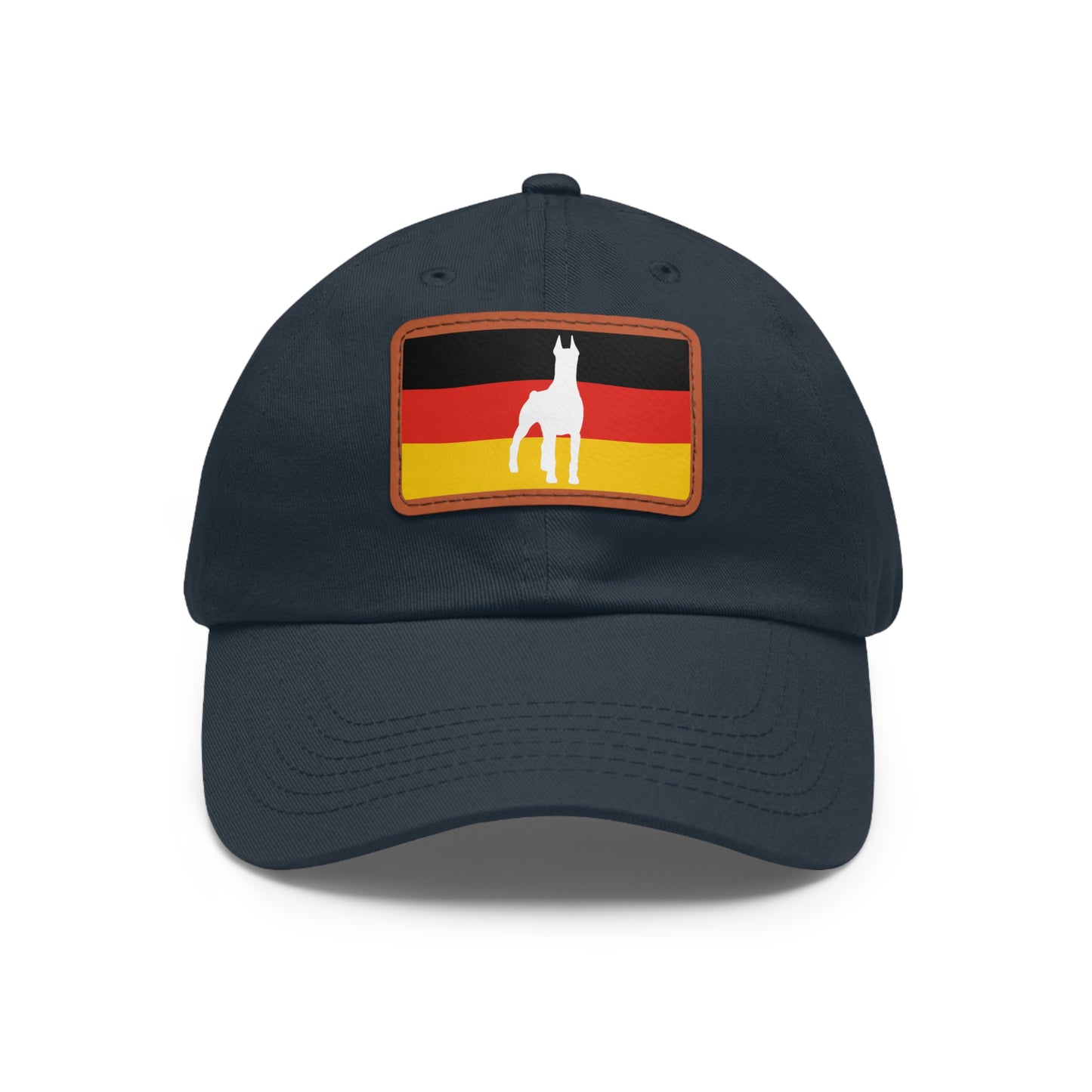 Doberman Germany Protect 1 Dad Hat with Leather Patch (Rectangle)