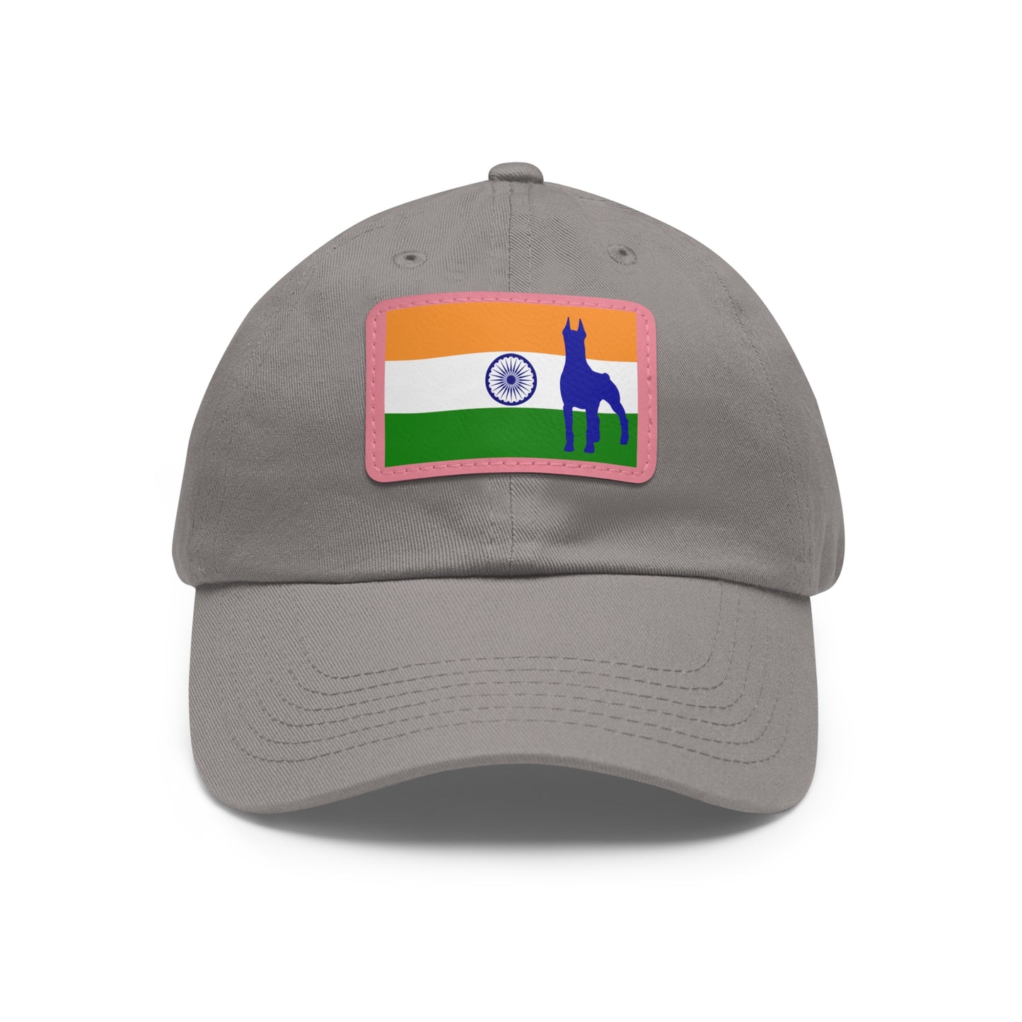 Doberman India Protect 1 Dad Hat with Leather Patch (Rectangle)