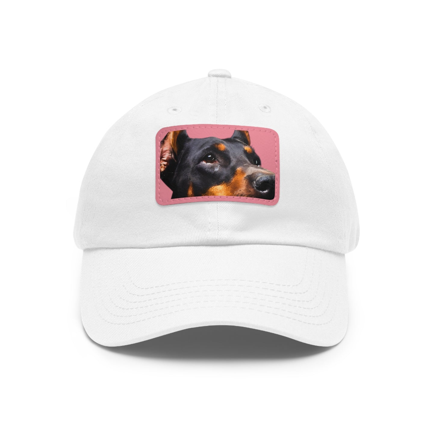 Doberman 3 B Dad Hat with Leather Patch (Rectangle)