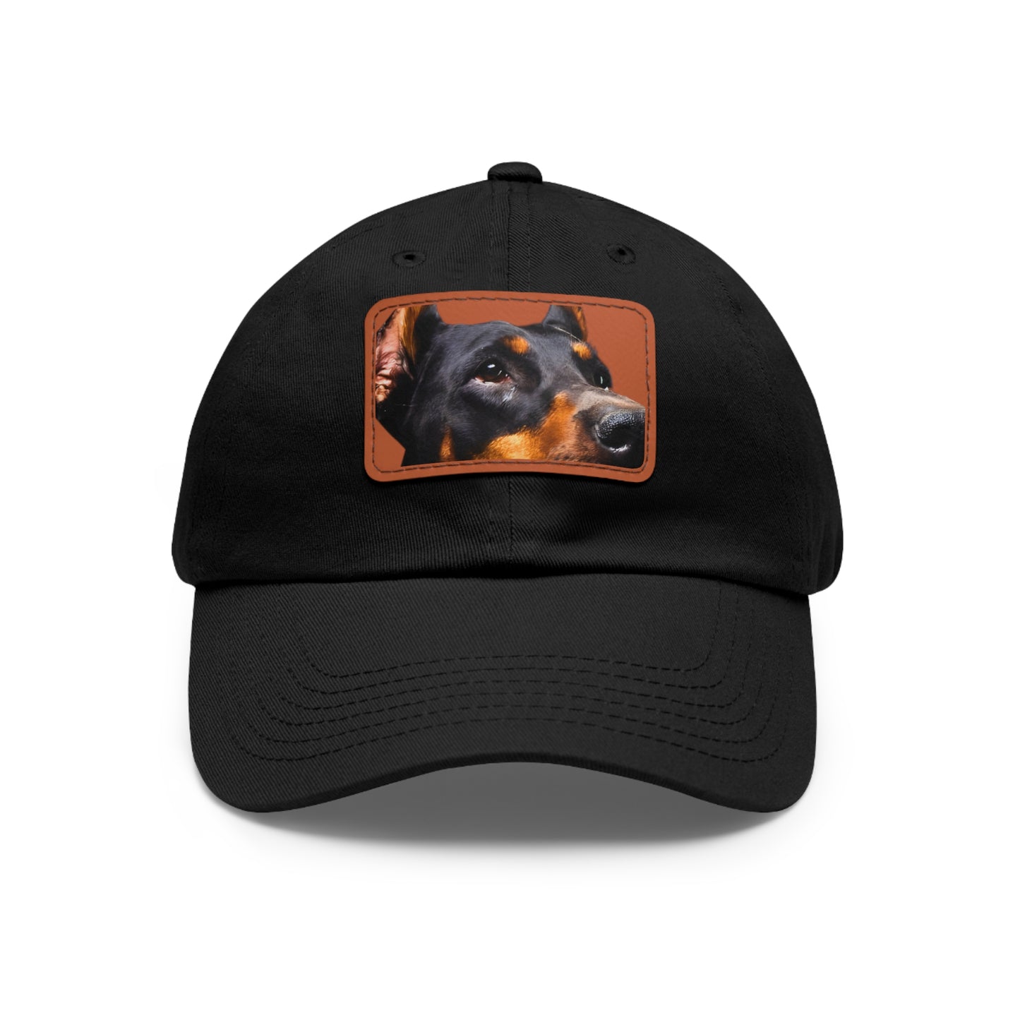 Doberman 3 B Dad Hat with Leather Patch (Rectangle)