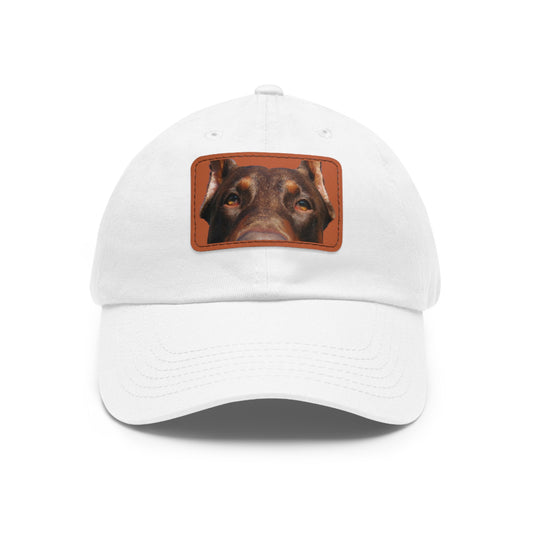 Doberman 1 Rust Dad Hat with Leather Patch (Rectangle)