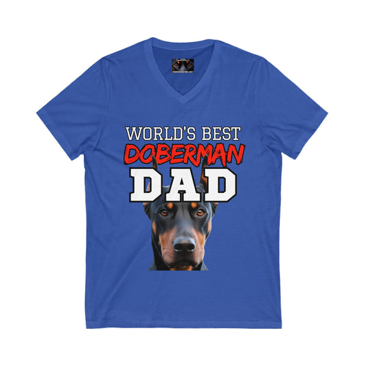 Doberman Dad S2  Private Label Unisex Jersey Short Sleeve V-Neck Tee